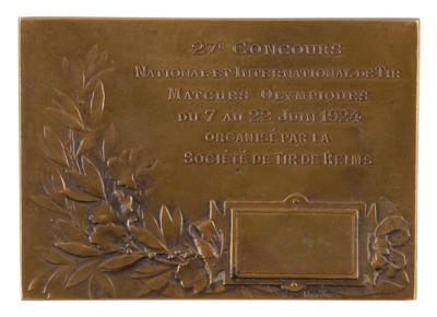 Lot #4082 Paris 1924 Summer Olympics Bronze Participant Plaquette for Shooting - Image 2