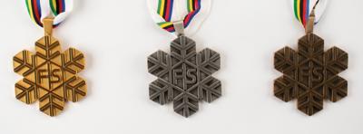 Lot #4067 Aleksei Grishin's FIS Freestyle World Ski Championships Gold, Silver, and Bronze Winner's Medals - Image 2