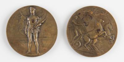 Lot #4050 Hal Haig Prieste's Antwerp 1920 Summer Olympics Bronze Winner's Medal and Participation Medal, and Atlanta 1996 Summer Olympics Torch - Image 3