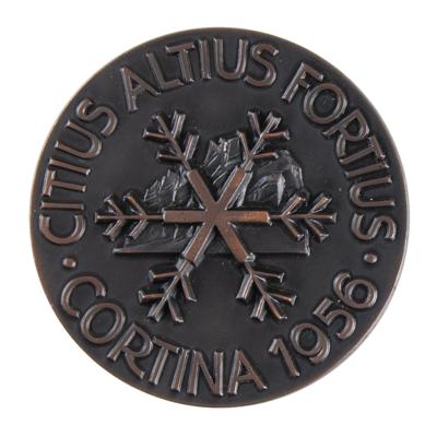 Lot #4090 Cortina 1956 Winter Olympics Bronze Participation Medal - Image 2