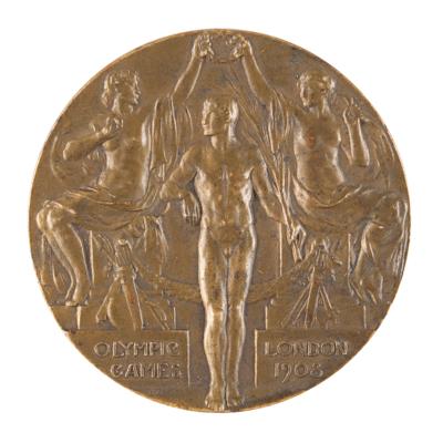 Lot #4049 London 1908 Olympics Bronze Winner's Medal