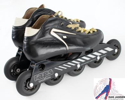 Lot #4329 Dan Jansen's Team USA Olympic Training Inline Speed Skates and Ankle Booties - Image 1