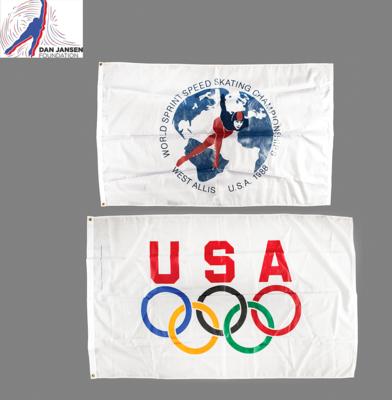 Lot #4342 Dan Jansen's Team USA Olympic and World Championship (2) Flags