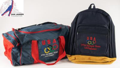 Lot #4335 Dan Jansen's Lillehammer 1994 Winter Olympics Team USA Duffel Bag and Backpack - Image 1