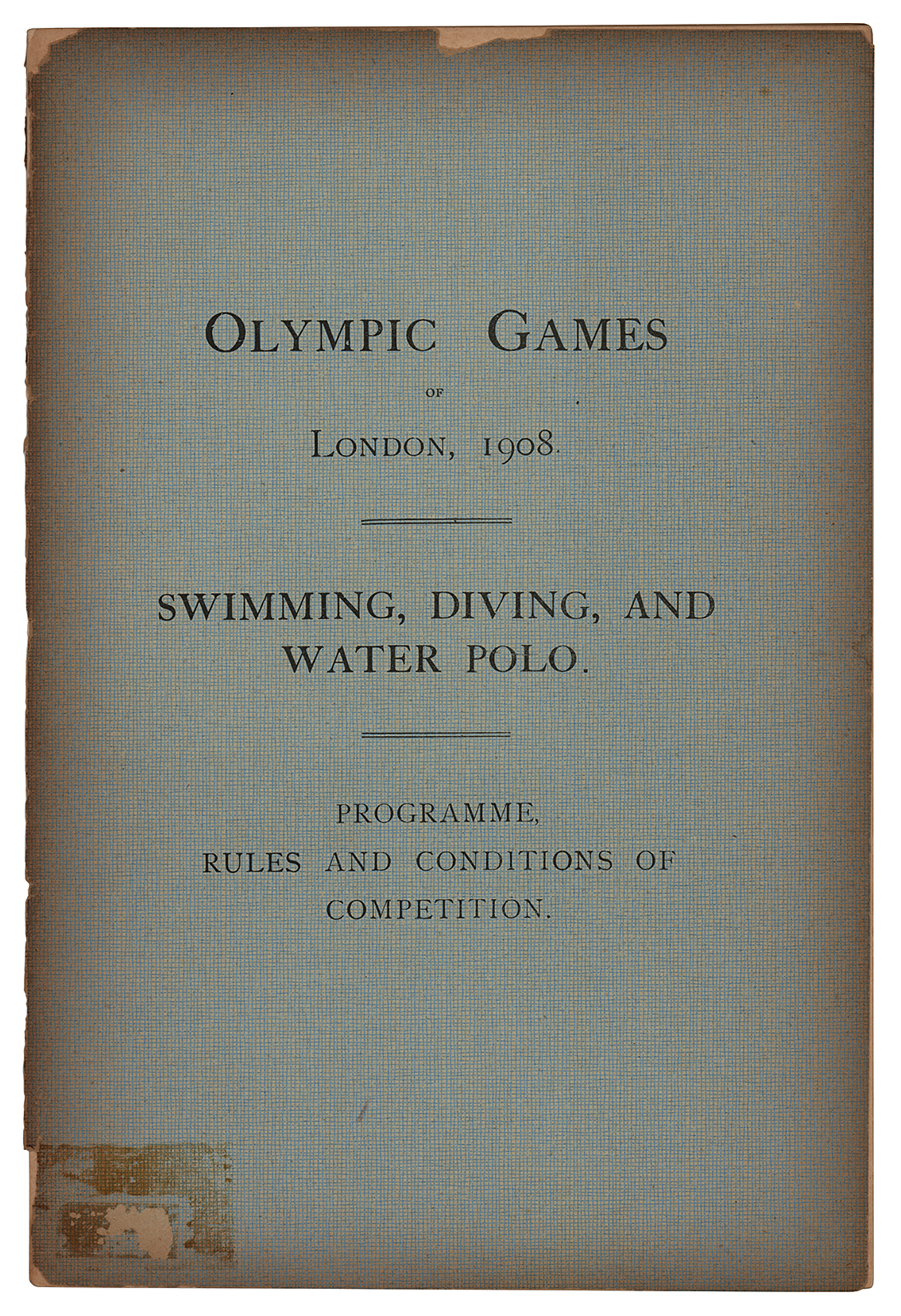 Lot #4253 London 1908 Olympics Swimming Rules and Conditions Program