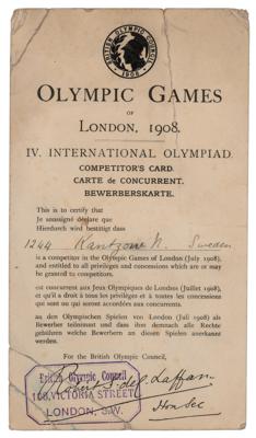 Lot #4254 London 1908 Olympics ID Card