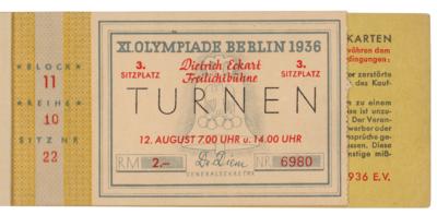 Lot #4239 Berlin 1936 Summer Olympics Ticket Booklet and Ticket Stub for Gymnastics Event