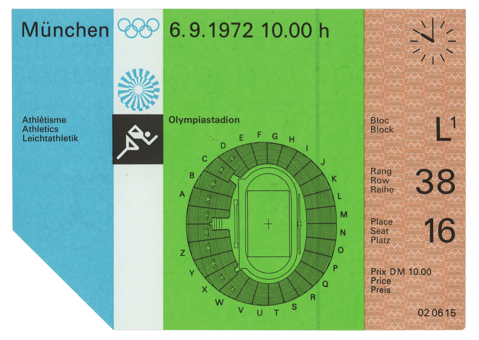 Lot #4241 Munich 1972 Summer Olympics Memorial Service Ticket
