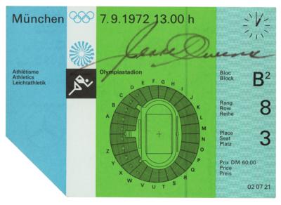 Lot #4321 Jesse Owens Signed Munich 1972 Summer Olympics Ticket Stub
