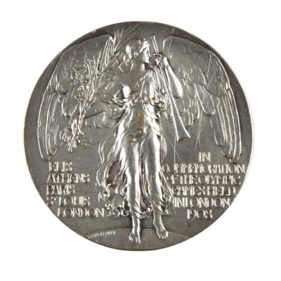Lot #4081 London 1908 Olympics Silvered Bronze Participation Medal