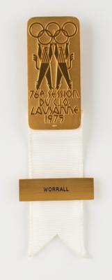 Lot #4137 76th IOC Session in Lausanne, 1975. IOC Member's Badge for James Worrall