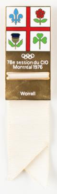 Lot #4139 78th IOC Session in Montreal, 1976. IOC Member's Badge for James Worrall
