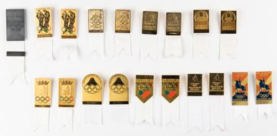 Lot #4152 90th-99th IOC Session Badge Collection of (19) for IOC Member James Worrall