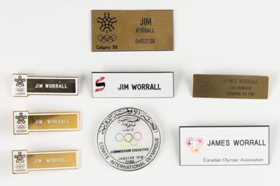 Lot #4188 Olympic Badges Lot of (8) Issued to IOC Member James Worrall - Image 1