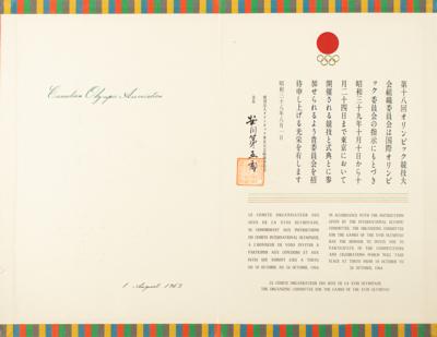 Lot #4123 Tokyo 1964 Summer Olympics Invitation Presented to IOC Member James Worrall - Image 1