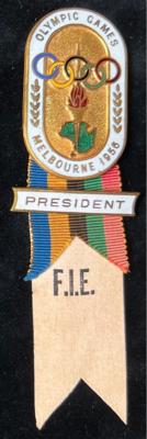 Lot #4172 Melbourne 1956 Summer Olympics 1956 FIE President's Badge - Image 1
