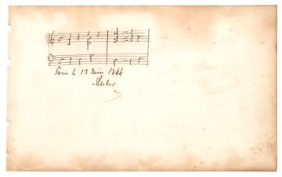 Lot #619 Daniel Auber Autograph Musical Quotation Signed