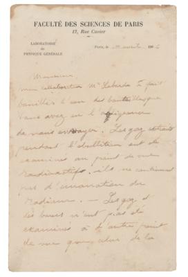 Lot #133 Pierre Curie Autograph Letter Signed