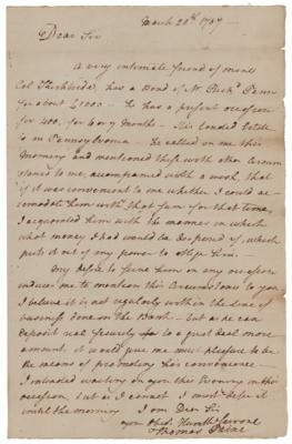 Lot #143 Thomas Paine Autograph Letter Signed