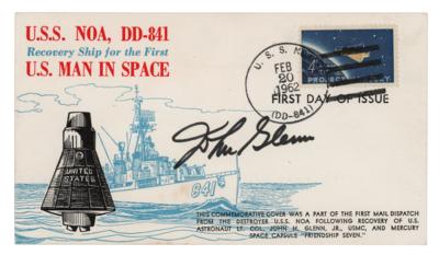 Lot #437 John Glenn Signed 'USS NOA' Recovery Cover