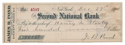 Lot #288 Henry M. Stanley Signed Check - Image 2