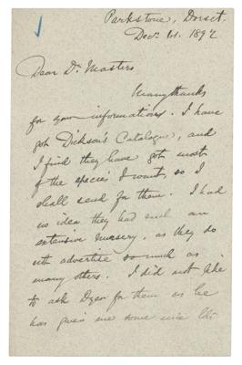 Lot #141 Alfred Wallace Autograph Letter Signed
