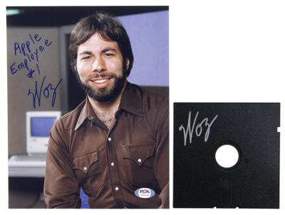 Lot #171 Apple: Steve Wozniak Signed Photograph and Floppy Disc