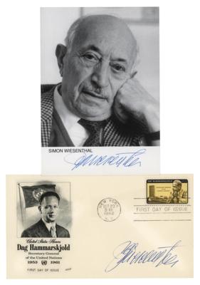 Lot #308 Simon Wiesenthal Signed Photograph and First Day Cover