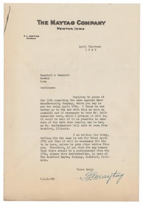 Lot #130 F. L. Maytag Typed Letter Signed