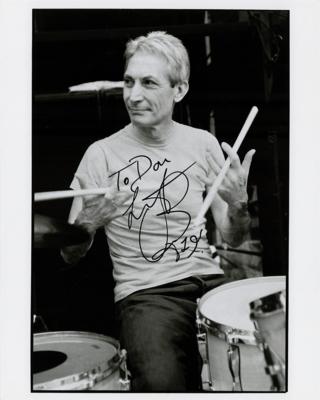 Lot #694 Rolling Stones: Charlie Watts Signed Photograph - Image 1