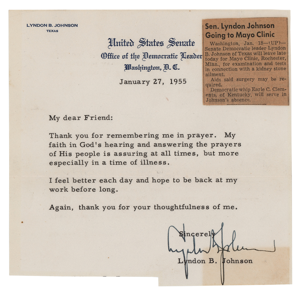 Lot #67 Lyndon B. Johnson Typed Letter Signed