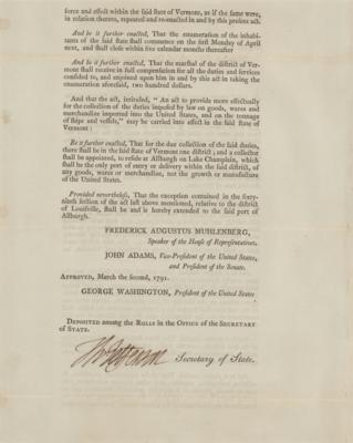 Lot #4 Thomas Jefferson Document Signed as Secretary of State