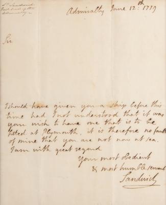 Lot #257 John Montagu, Earl of Sandwich Autograph Letter Signed - Image 2