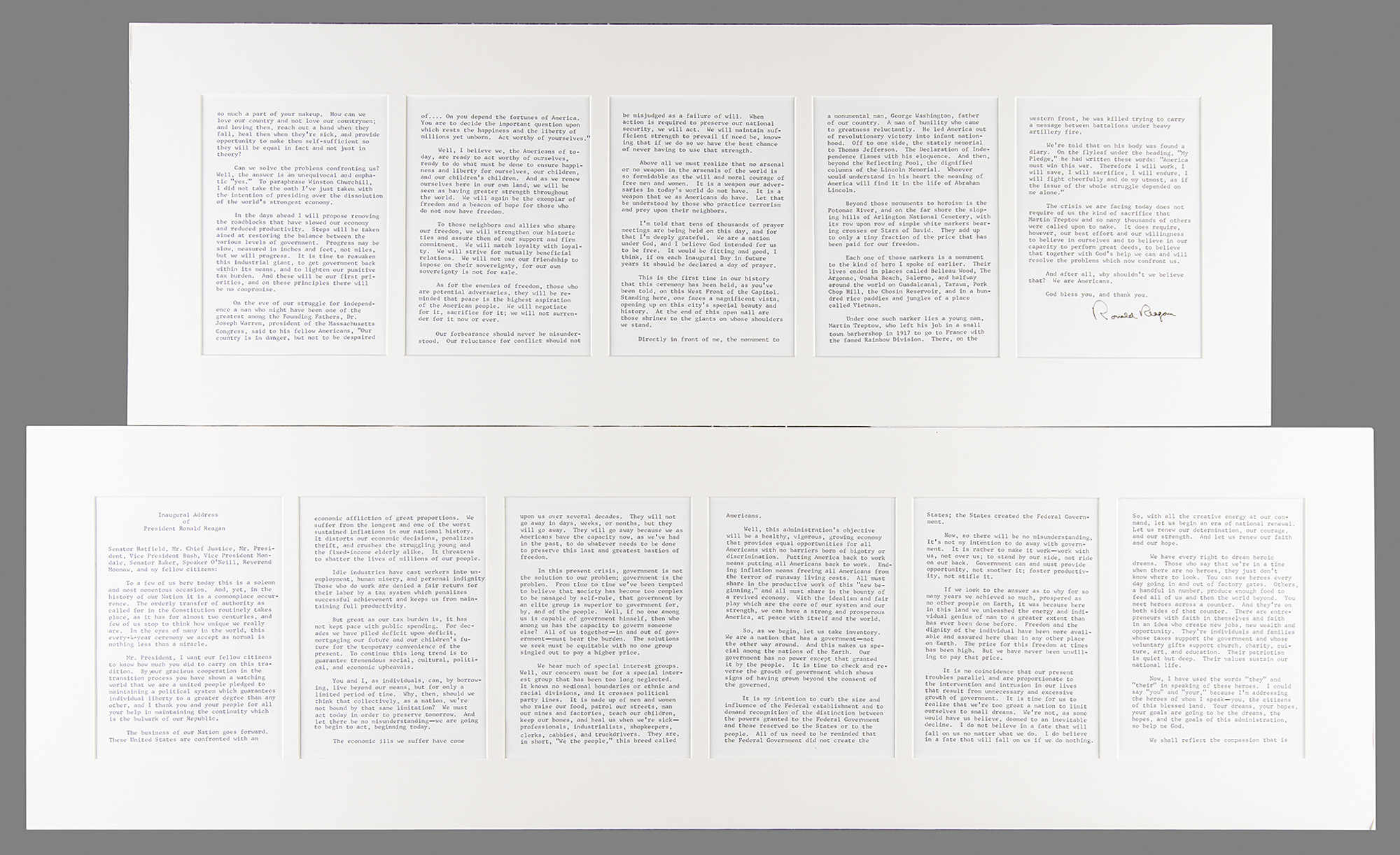 Lot #26 Ronald Reagan Signed Typescript of His 1981 Inaugural Address