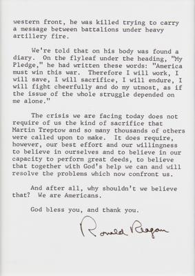 Lot #26 Ronald Reagan Signed Typescript of His 1981 Inaugural Address - Image 2