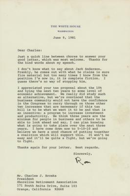 Lot #28 Ronald Reagan Typed Letter Signed as President