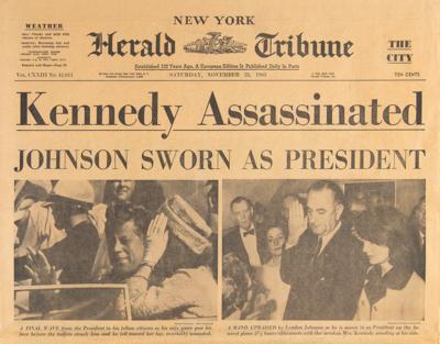 Kennedy Assassination: New York Herald Tribune Newspaper, November 23,