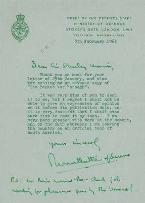Lot #344 Mountbatten of Burma Typed Letter Signed