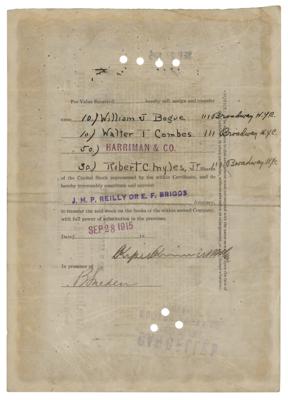Lot #298 Titanic: Philip Albright Small Franklin Signed Stock Certificate - Image 2