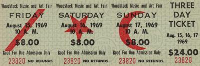 Lot #707 Woodstock Three-Day Ticket