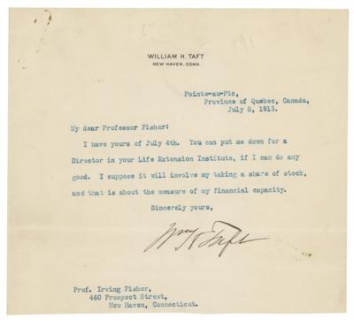 Lot #98 William H. Taft Typed Letter Signed