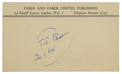 Lot #561 T. S. Eliot Signature - Image 1