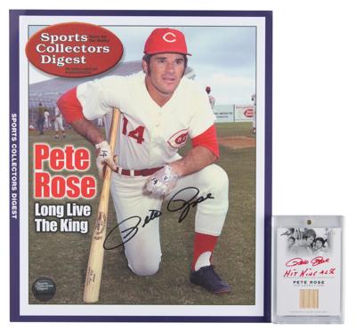 Lot #849 Pete Rose Signed Baseball Card and Signed Print - Image 1