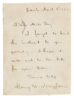 Lot #571 Henry Wadsworth Longfellow Autograph Letter Signed - Image 1