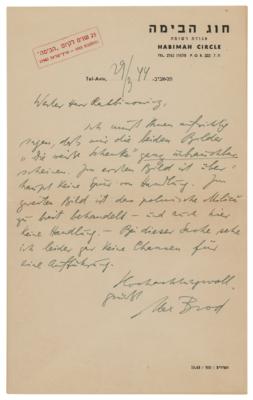 Lot #556 Max Brod Autograph Letter Signed - Image 1