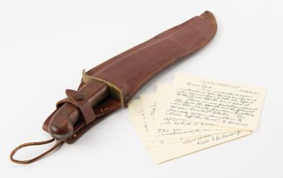 Lot #319 William P. Yarborough Autograph Letter Signed with Circa 1930 Bowie Knife