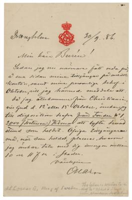 Lot #244 King Oscar II of Sweden Autograph Letter Signed - Image 1