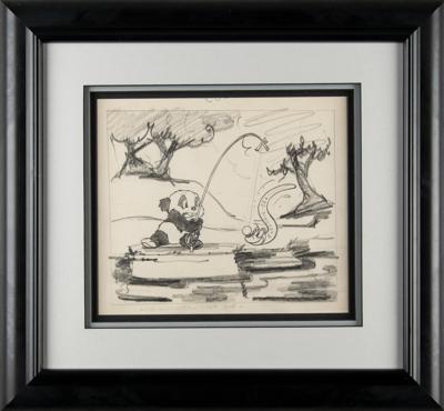 Lot #513 Andy Panda and Electric Eel production storyboard drawing from Andy Panda Goes Fishing - Image 2