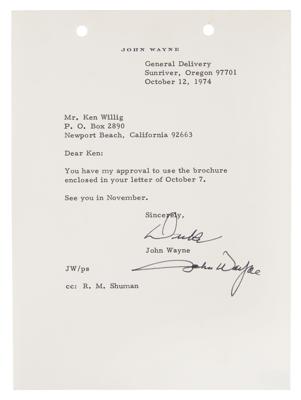 Lot #742 John Wayne Typed Letter Signed Twice