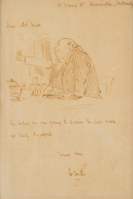 Lot #578 William Makepeace Thackeray Autograph Letter Signed with Sketch - Image 2